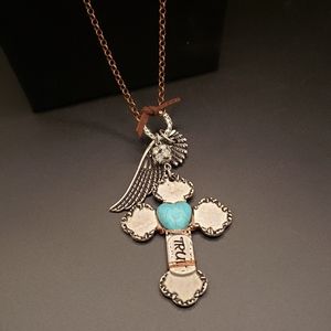 Boho Chic Cowgirl Bling Turquoise Magnesite Cross